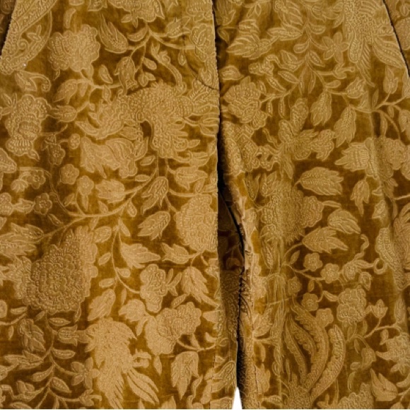 THEORY Jacquard Velvet Low Waisted Flare Leg Pants in Tan Size 6 - Picture 5 of 9